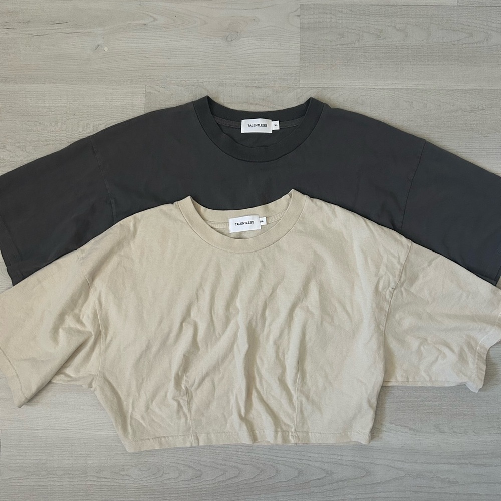 TALENTLESS Gray and Cream Tees